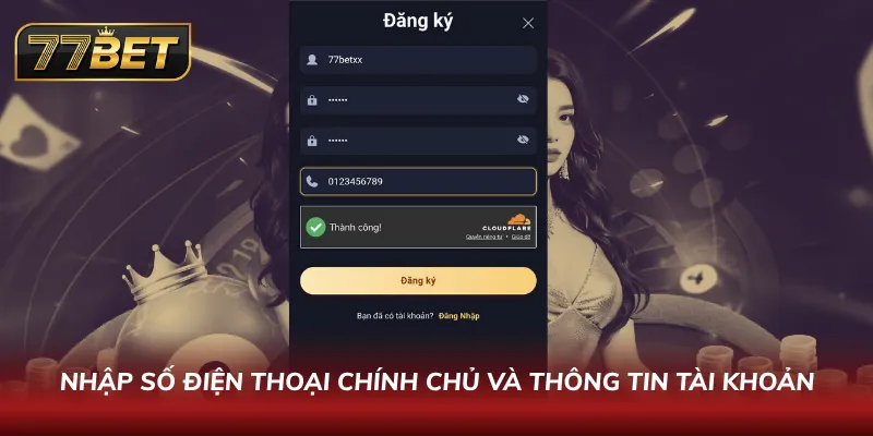 Nhập số điện thoại chính chủ và thông tin tài khoản