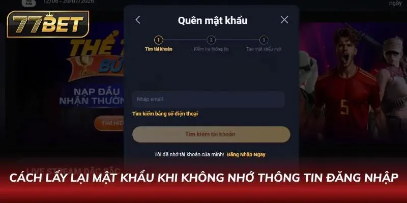 Đăng Nhập 77BET Nhanh & Bảo Mật | Hướng Dẫn Chi Tiết 2026 Thao tác xác minh danh tính để lấy lại quyền kiểm soát tài khoản