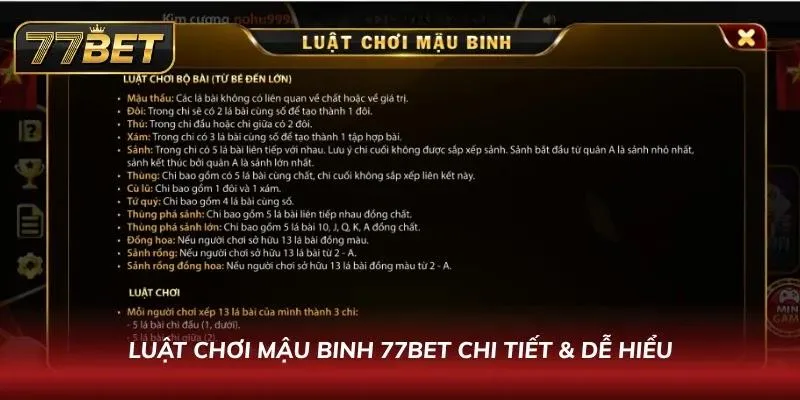 Luật chơi Mậu Binh chi tiết cho anh em mới tham gia cần phải nắm