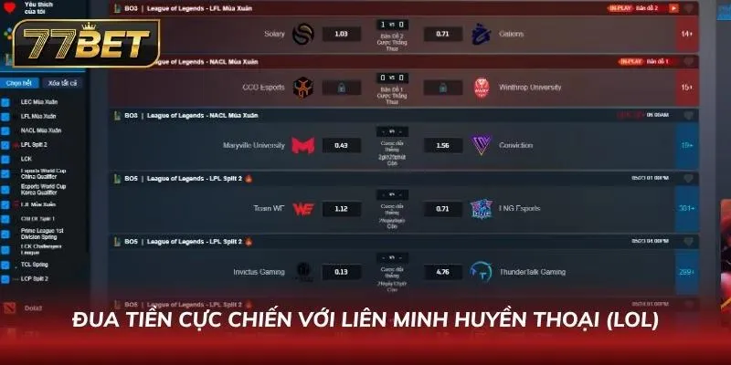 Giao diện đặt cược cho các giải đấu súng CS2 và Valorant thời gian thực